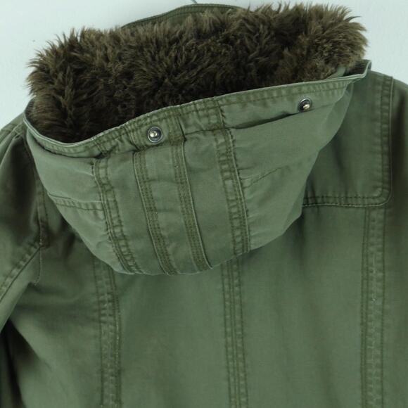 Abercrombie & Fitch Small Parka Fur Lined Y2K Vintage Military Green Distressed - Picture 13 of 16